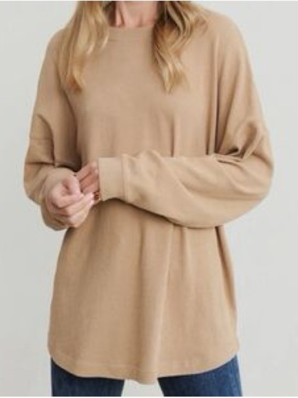 Jenni Kayne Boyfriend Long Sleeve Tee Camel